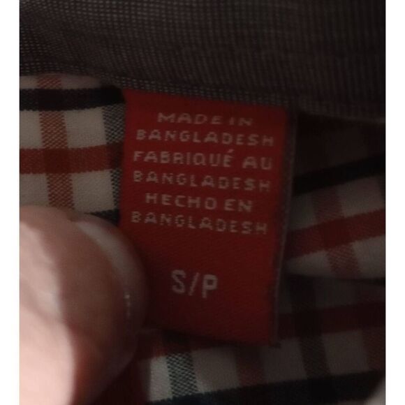 Izod Shirt Men's Small Navy Orange Button Front Long Sleeve Front Pocket‎ Preppy - Picture 7 of 9